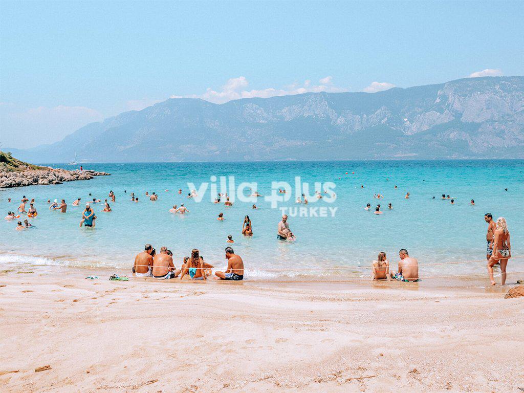 people sunbathing on the beach in Marmaris