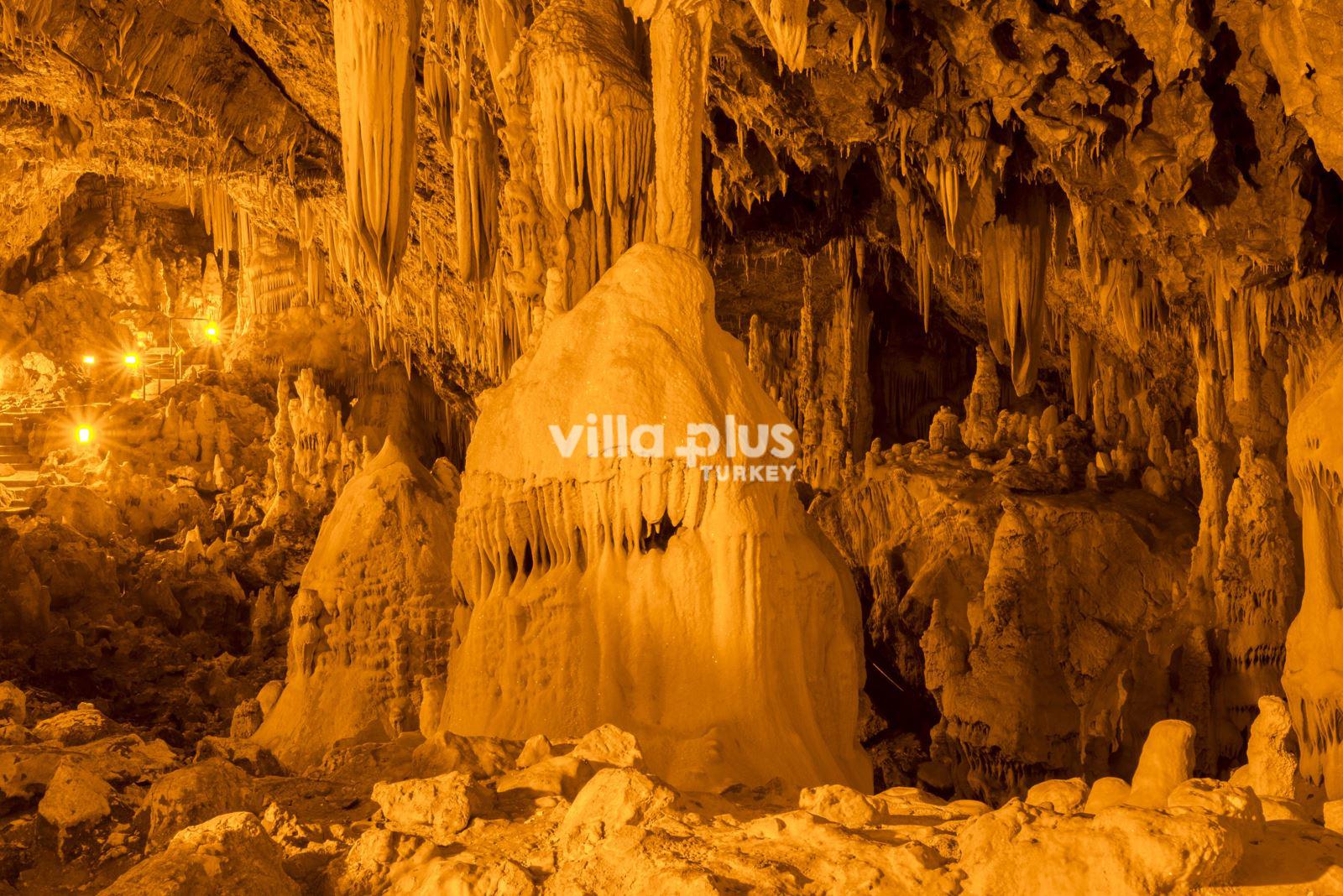 stalactites and stalagmites in karain cave