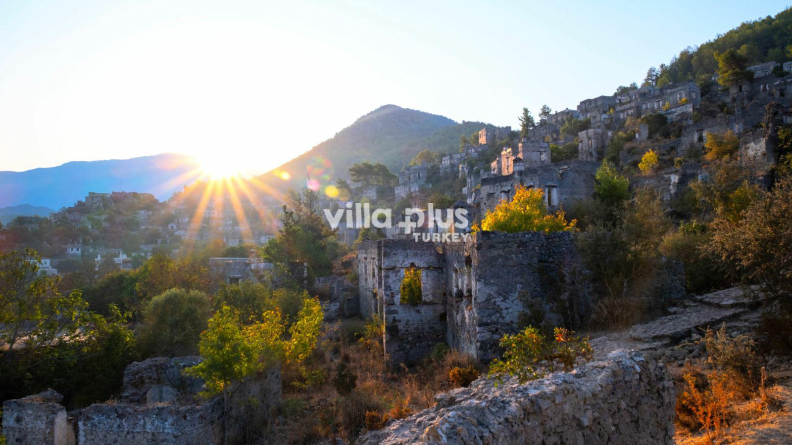 The view of the ghost town at sunrise