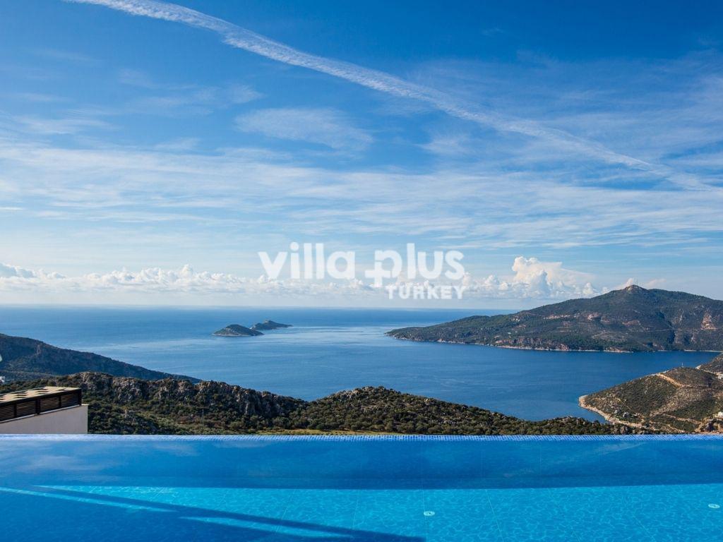 a villa with infinity pool in kalkan
